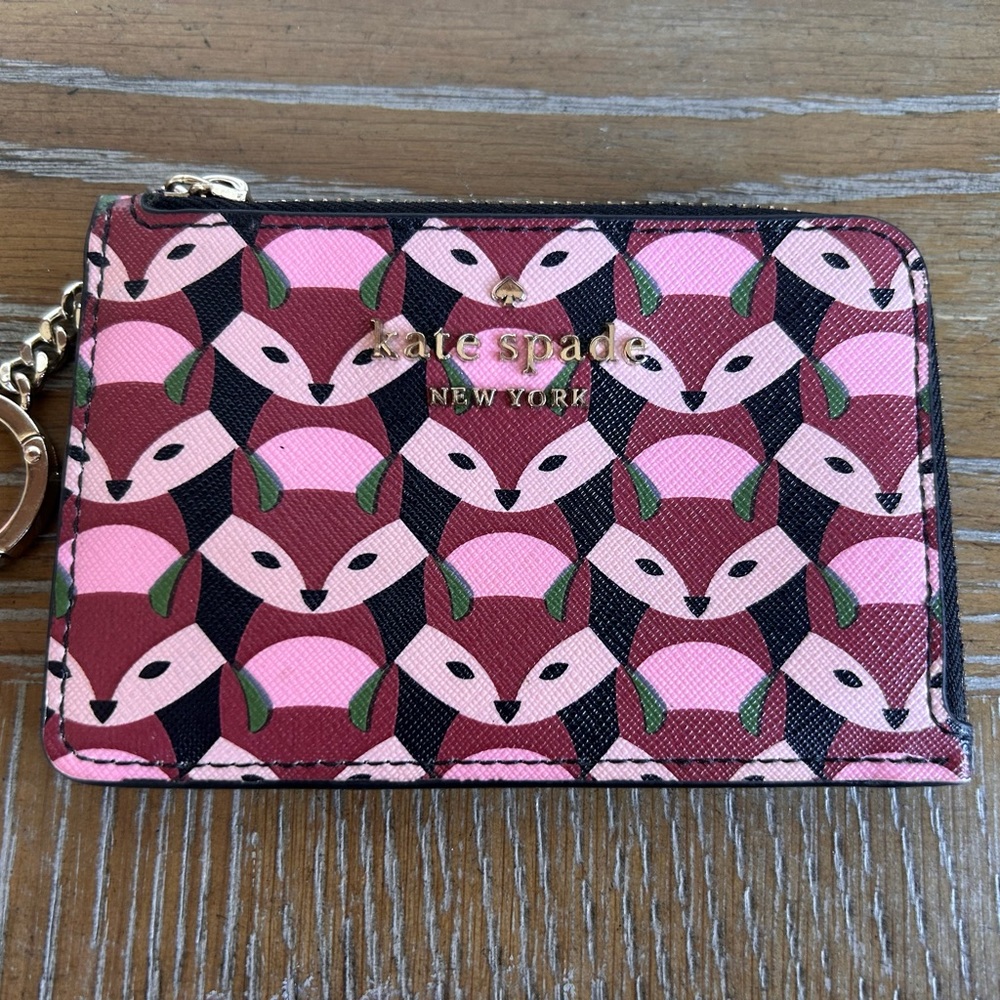 EUC: Kate Spade Staci Geo Fox L-Zip Card Holder/Wallet